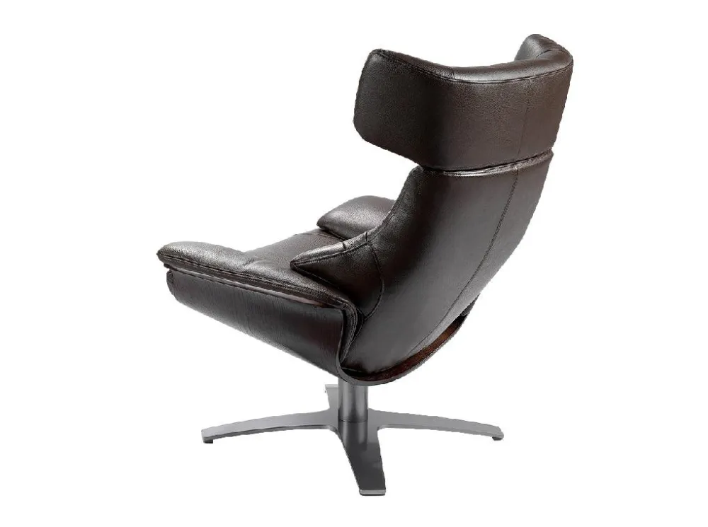 POLTRONA GIREVOLE RIVESTITA PELLE CON MECCANISMO RELAX CON POUF ANGEL CERDA