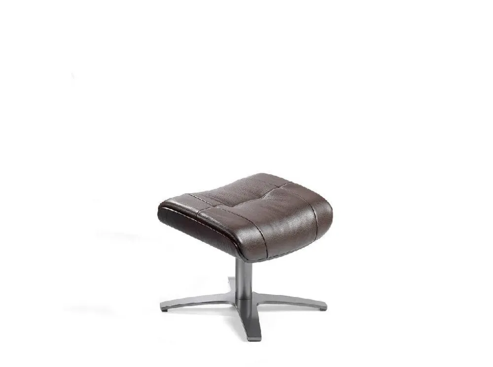 POLTRONA GIREVOLE RIVESTITA PELLE CON MECCANISMO RELAX CON POUF ANGEL CERDA