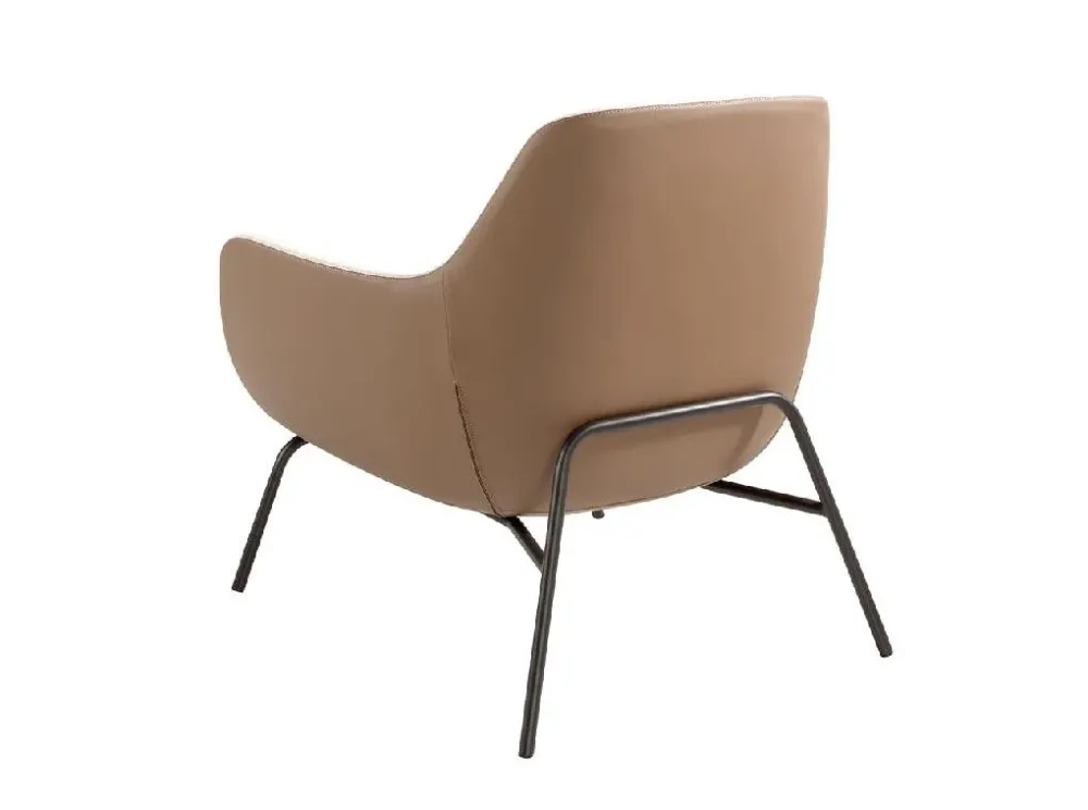 POLTRONA IMBOTTITA TESSUTO ED ECOPELLE CON GAMBE ACCIAIO NERO ANGEL CERDA