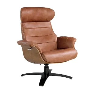 POLTRONA RELAX GIREVOLE RIVESTITA PELLE CON POUF ANGEL CERDA