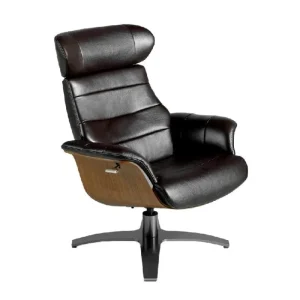 POLTRONA RELAX GIREVOLE RIVESTITA PELLE CON POUF ANGEL CERDA