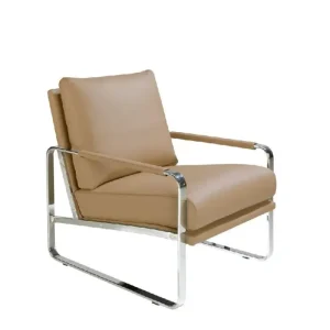 POLTRONA RIVESTITA SIMILPELLE E GAMBE ACCIAIO CROMATO ANGEL CERDA