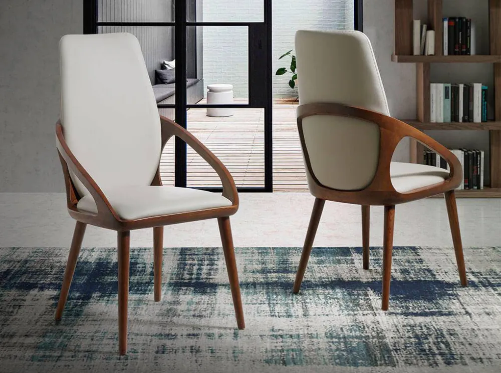 SEDIA RIVESTITA SIMILPELLE CON STRUTTURA LEGNO COLOR NOCE MINIMO 4 PEZZI ANGEL CERDA