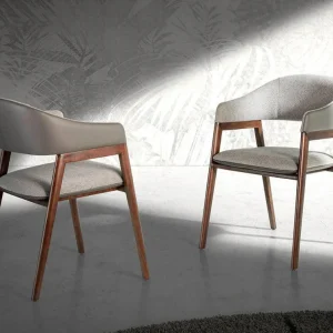 SEDIA RIVESTITA TESSUTO E SIMILPELLE CON STRUTTURA LEGNO COLOR NOCE ANGEL CERDA