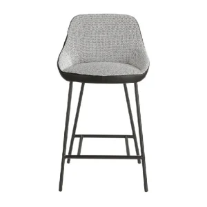 SGABELLO RIVESTITO TESSUTO ED ECOPELLE CON GAMBE ACCIAIO NERO ANGEL CERDA
