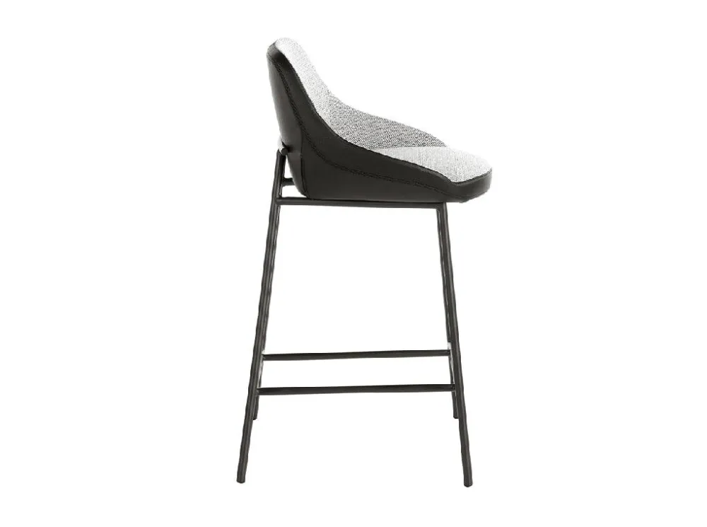 SGABELLO RIVESTITO TESSUTO ED ECOPELLE CON GAMBE ACCIAIO NERO ANGEL CERDA