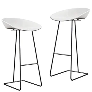 Set di 2Sgabelli da Bar Moderni Sedia Alta Cucina con Schienale di Ecopelle Gambe di Ferro Sgabelli Contemporanea Ferro Sc...