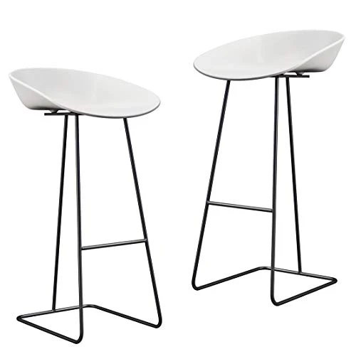 Set di 2Sgabelli da Bar Moderni Sedia Alta Cucina con Schienale di Ecopelle Gambe di Ferro Sgabelli Contemporanea Ferro Sc...