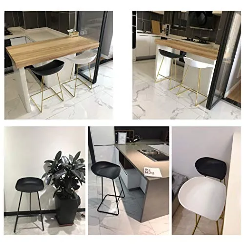 Set di 2Sgabelli da Bar Moderni Sedia Alta Cucina con Schienale di Ecopelle Gambe di Ferro Sgabelli Contemporanea Ferro Sc...