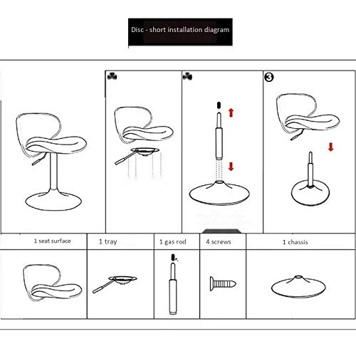 Sgabelli da bar, sedia da pranzo regolabile pelle PU, elevatore gas girevole 360 ° Sgabello da cucina con schienale Cafe T...