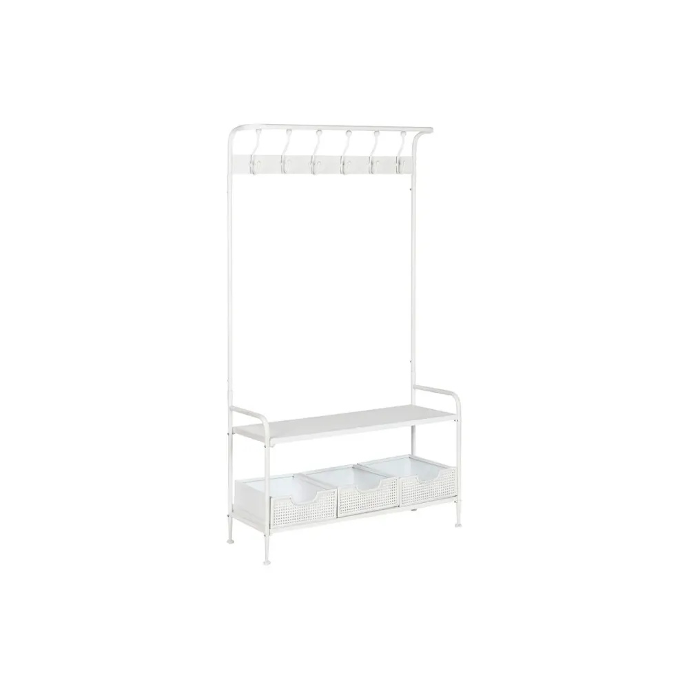 Appendiabiti con ripiano Home ESPRIT Bianco Metallo Loft 110 x 36 x 186 cm