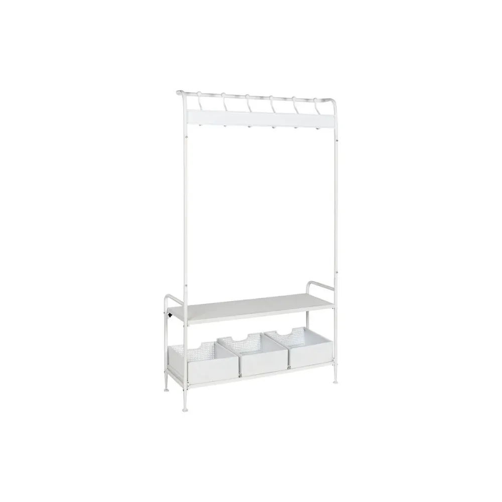 Appendiabiti con ripiano Home ESPRIT Bianco Metallo Loft 110 x 36 x 186 cm