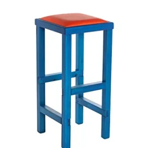 SGABELLO ALTO, LEGNO massello Blu e Arancio - per CUCINA, BAR, PUB Artefice Design