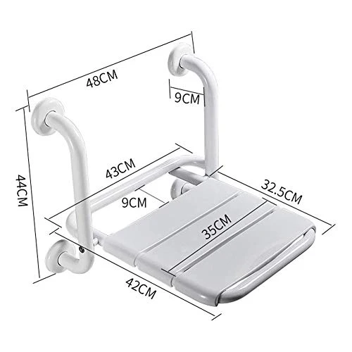 BAIHAO Sedile Doccia Parete con corrimano, Sgabello da Bagno Pieghevole Acciaio Inossidabile, Sedile di Sicurezza Adatto p...
