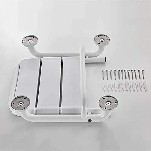 BAIHAO Sedile Doccia Parete con corrimano, Sgabello da Bagno Pieghevole Acciaio Inossidabile, Sedile di Sicurezza Adatto p...