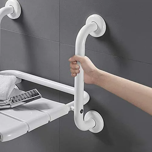 BAIHAO Sedile Doccia Parete con corrimano, Sgabello da Bagno Pieghevole Acciaio Inossidabile, Sedile di Sicurezza Adatto p...
