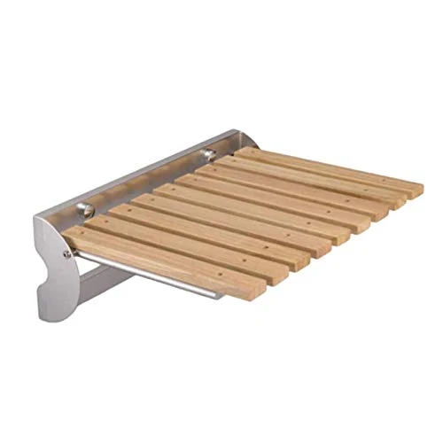 BAIHAO Sedile per Doccia Muro Sedile Pieghevole per Doccia Legno per Anziani WC Sgabello da Bagno Panca da Bagno per Anzia...
