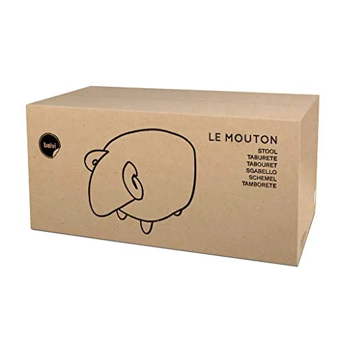 Balvi Sgabello Le Mouton Colore Nero Forma di Pecora Gambe Legno Poliestere/Legno