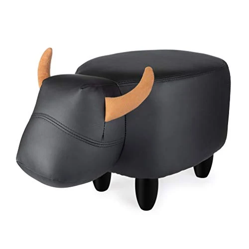 Balvi Sgabello La Vache Colore Nero Forma di Mucca Game Legno Finta Pelle/Legno