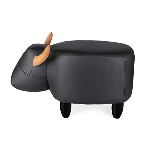 Balvi Sgabello La Vache Colore Nero Forma di Mucca Game Legno Finta Pelle/Legno