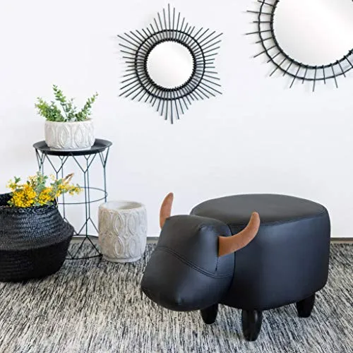 Balvi Sgabello La Vache Colore Nero Forma di Mucca Game Legno Finta Pelle/Legno