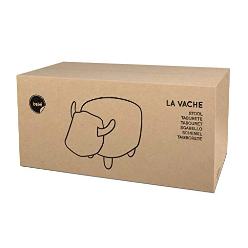 Balvi Sgabello La Vache Colore Nero Forma di Mucca Game Legno Finta Pelle/Legno