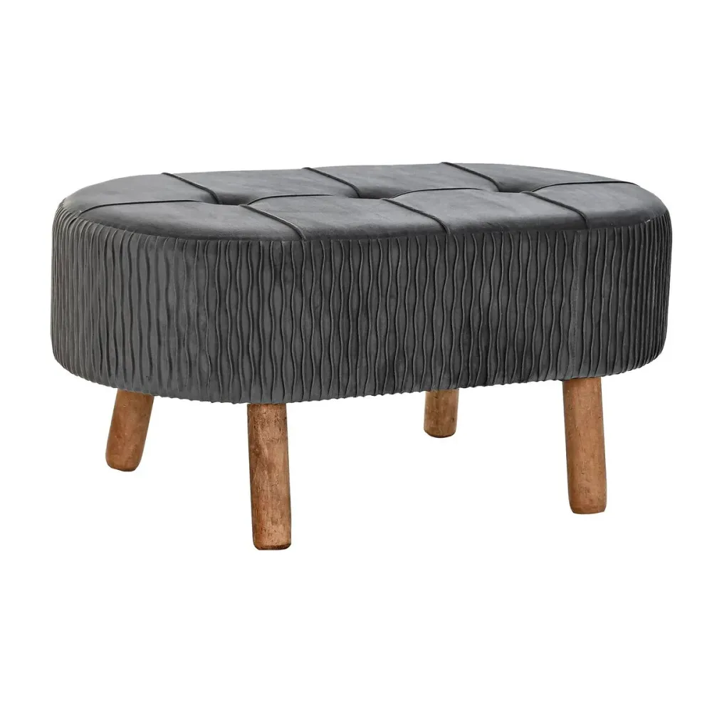 Banqueta DKD Home Decor Cinzento Natural Cinzento escuro Madeira 80 x 46 x 38 cm