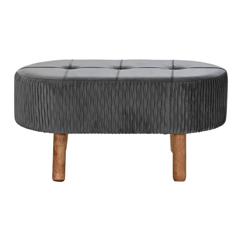 Banqueta DKD Home Decor Cinzento Natural Cinzento escuro Madeira 80 x 46 x 38 cm