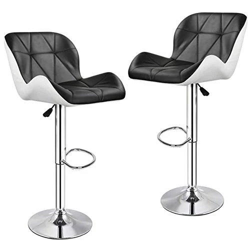 Bar Leather Chair 360 ° di Rotazione Regolabile Altezza 55-75 cm Studio Kitchen Bar Barber Shop 2 Parti/Insieme Nero Bar c...