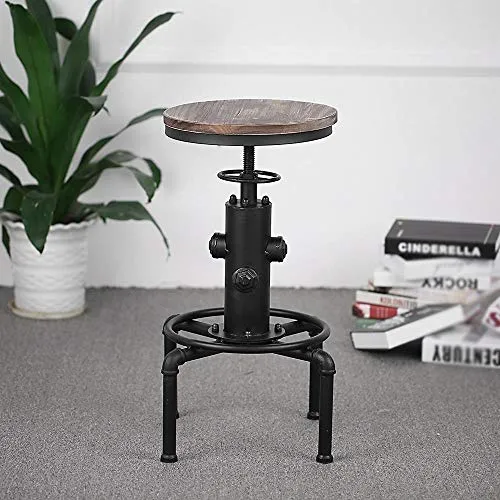 Bar Stool Metallo Industrial Style Altezza Regolabile 360 ° di Rotazione con poggiapiedi Durevole Home Furnishing Comodo c...