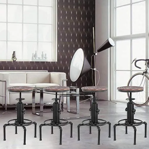 Bar Stool Metallo Industrial Style Altezza Regolabile 360 ° di Rotazione con poggiapiedi Durevole Home Furnishing Comodo c...