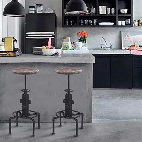 Bar Stool Metallo Industrial Style Altezza Regolabile 360 ° di Rotazione con poggiapiedi Durevole Home Furnishing Comodo c...