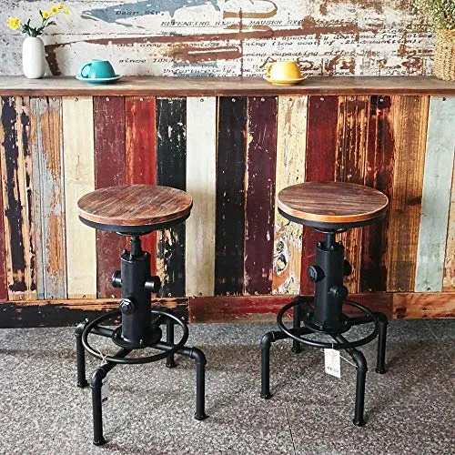 Bar Stool Metallo Industrial Style Altezza Regolabile 360 ° di Rotazione con poggiapiedi Durevole Home Furnishing Comodo c...