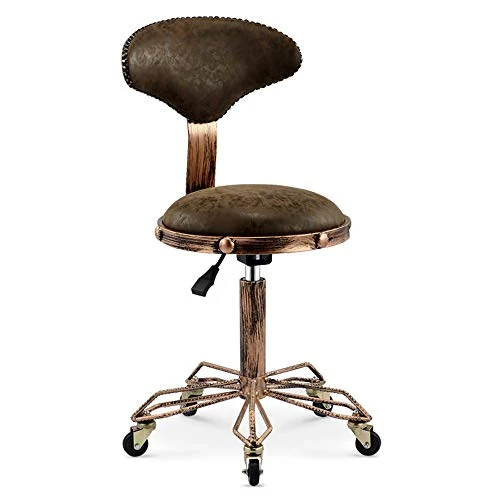 LZPQ Sgabello Girevole Con Ruote Sedia Da Pranzo Retrò Sgabello Salon Designer Rustico Vintage Cucina Pub Bar Sgabello Di...