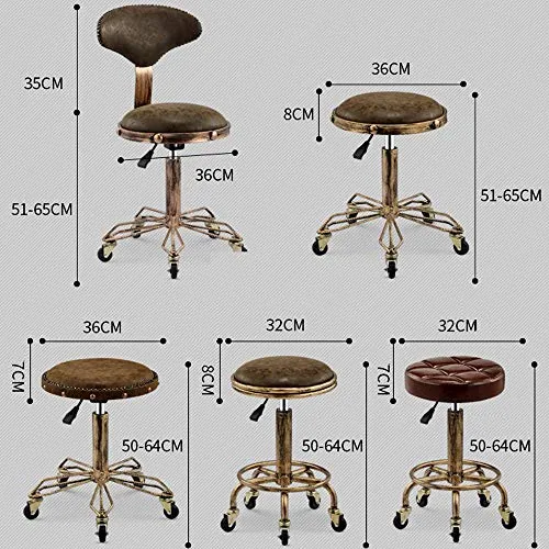 LZPQ Sgabello Girevole Con Ruote Sedia Da Pranzo Retrò Sgabello Salon Designer Rustico Vintage Cucina Pub Bar Sgabello Di...