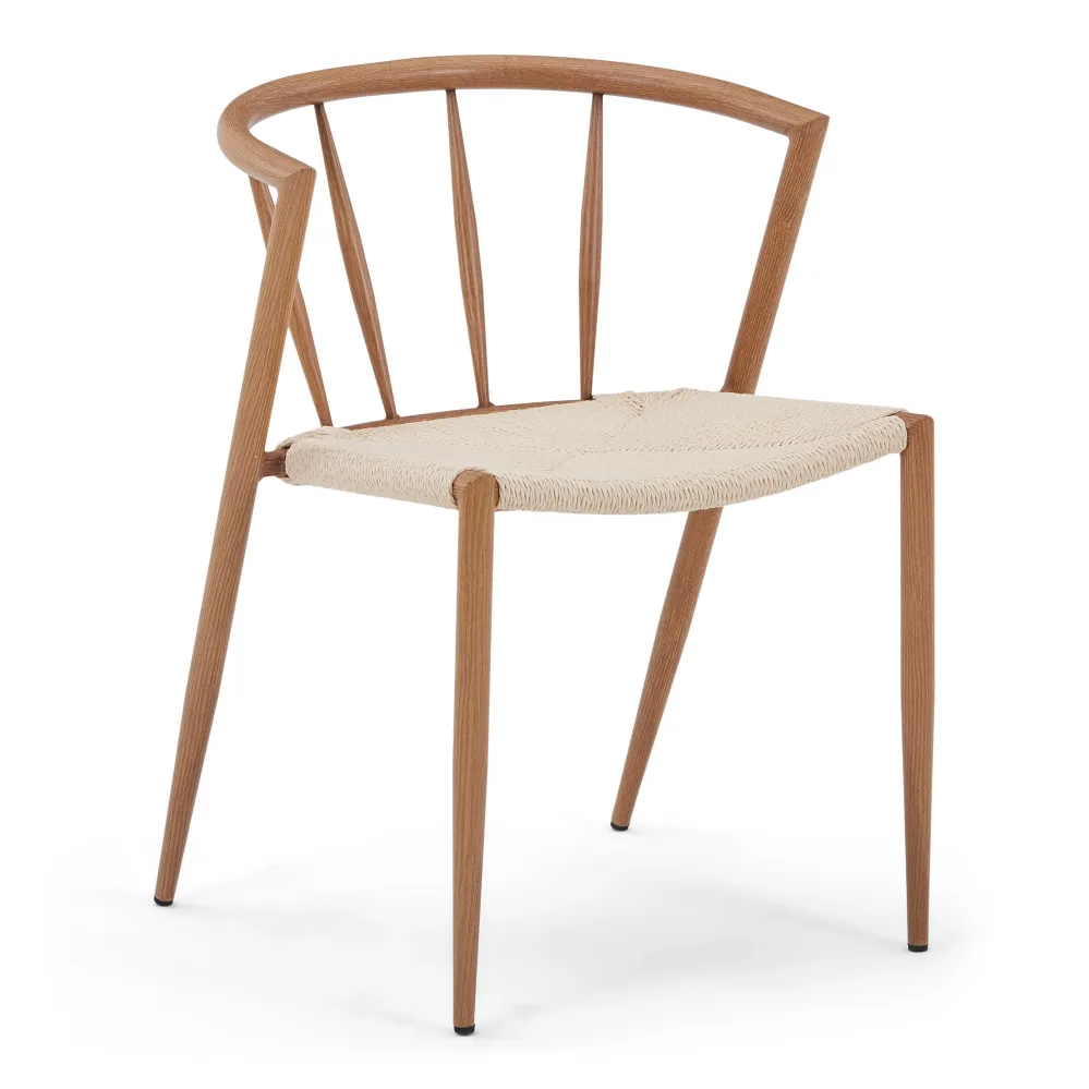 Bella sedia da pranzo - Effetto rovere con seduta vimini