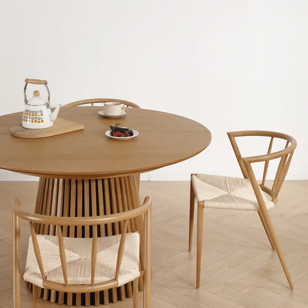 Bella sedia da pranzo - Effetto rovere con seduta vimini