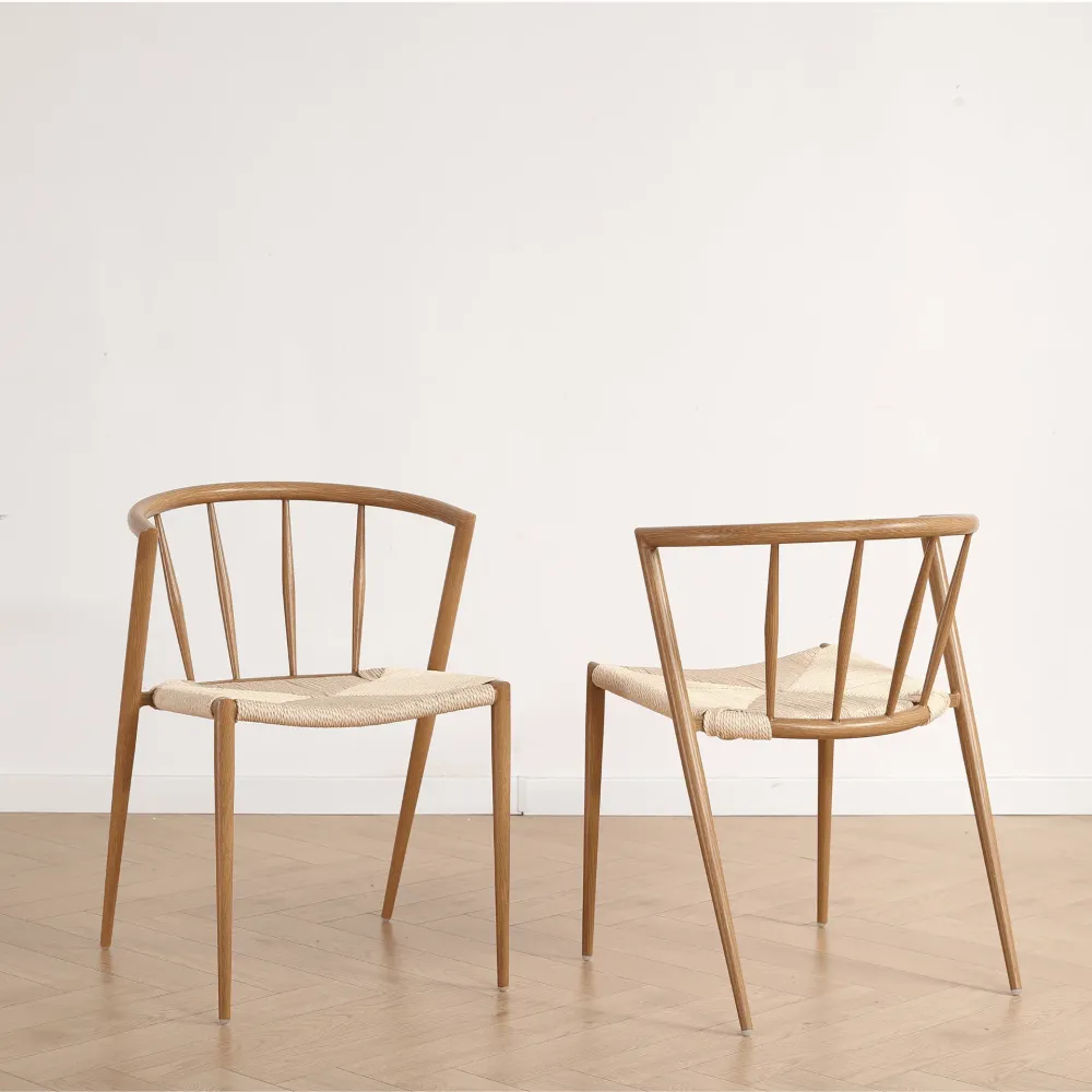 Bella sedia da pranzo - Effetto rovere con seduta vimini