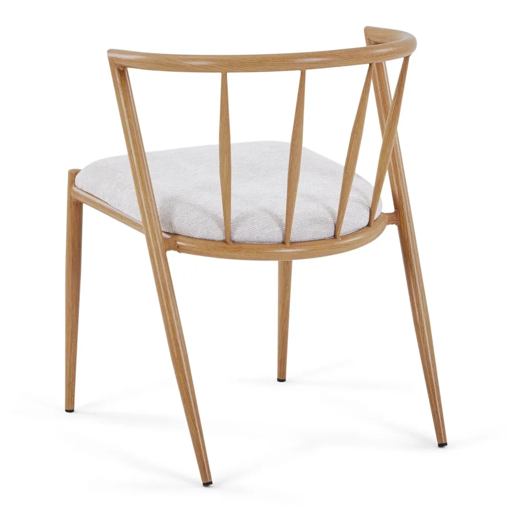 Bella Sedia da pranzo - Look rovere con seduta imbottita beige