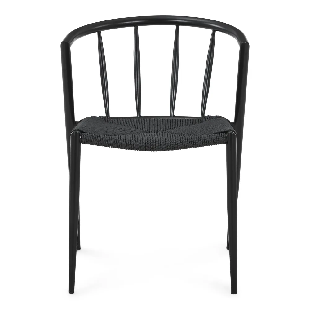 Bella - Sedia da tavolo nero/nero con seduta intrecciata