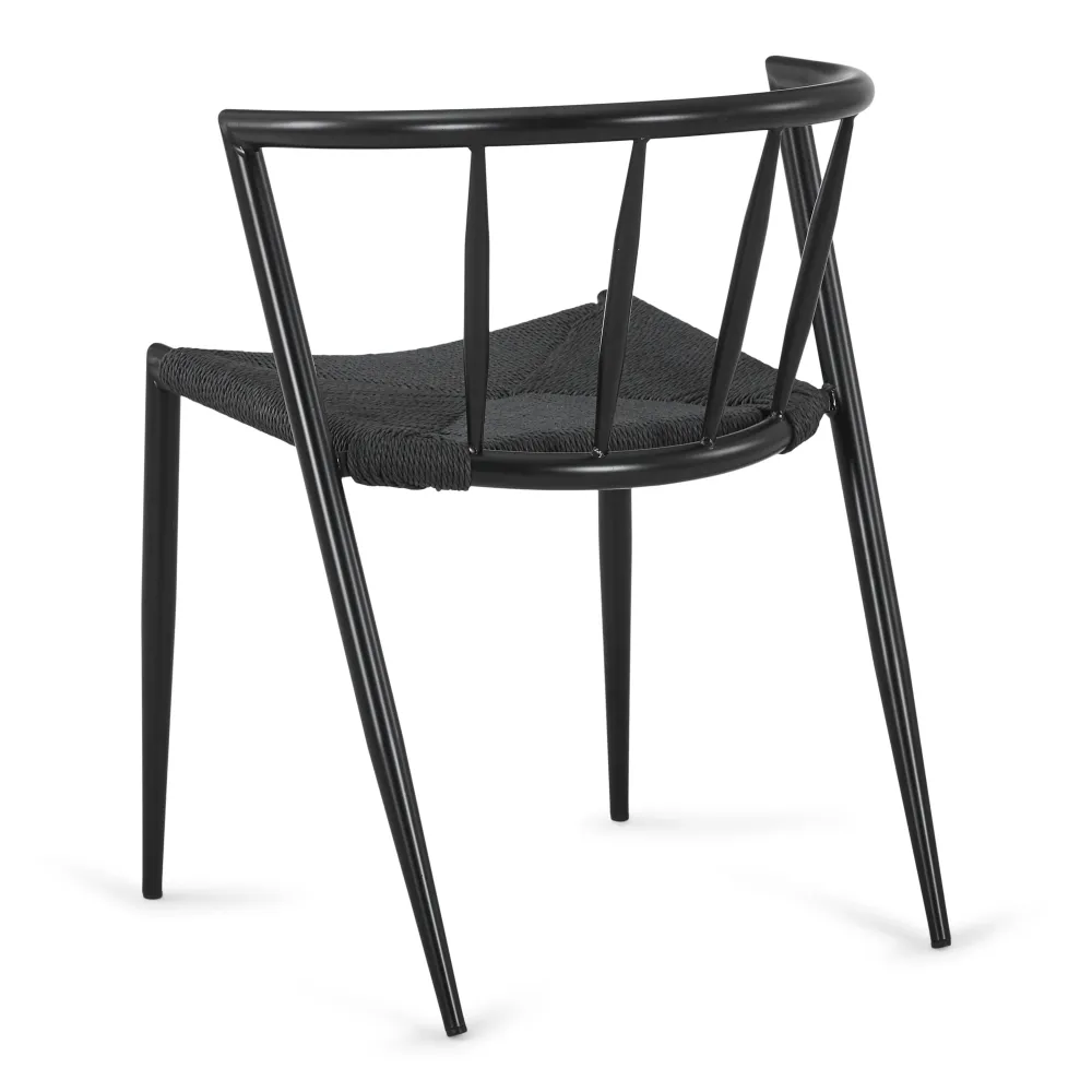 Bella - Sedia da tavolo nero/nero con seduta intrecciata