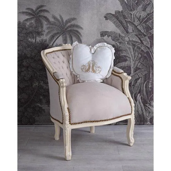 BERGERE EN CONFESSIONAL BAROCCA POLTRONA BIANCO-CREMA GRIGIO CHIARO