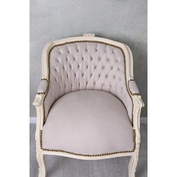 BERGERE EN CONFESSIONAL BAROCCA POLTRONA BIANCO-CREMA GRIGIO CHIARO
