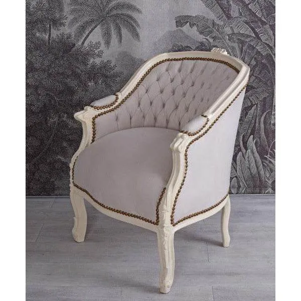 BERGERE EN CONFESSIONAL BAROCCA POLTRONA BIANCO-CREMA GRIGIO CHIARO