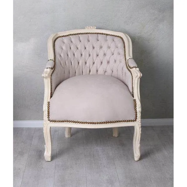 BERGERE EN CONFESSIONAL BAROCCA POLTRONA BIANCO-CREMA GRIGIO CHIARO
