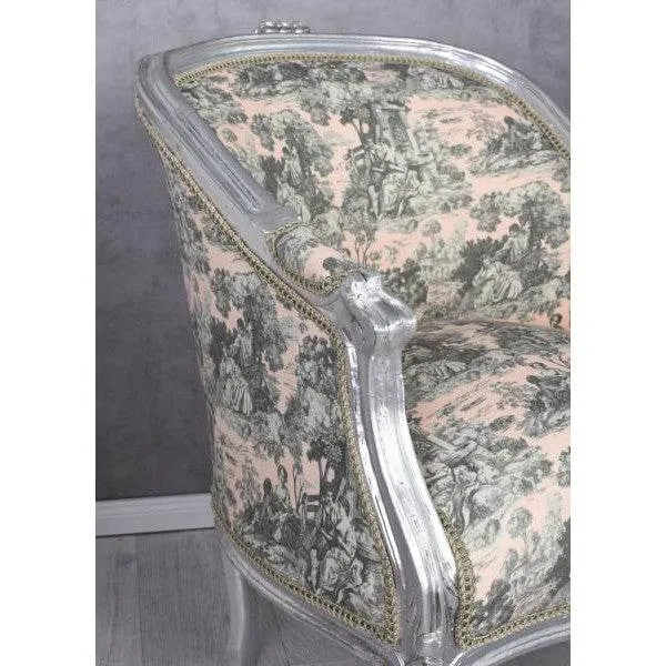 BERGERE EN CONFESSIONAL POLTRONA BAROCCA ARGENTO ROCOCO ROSA