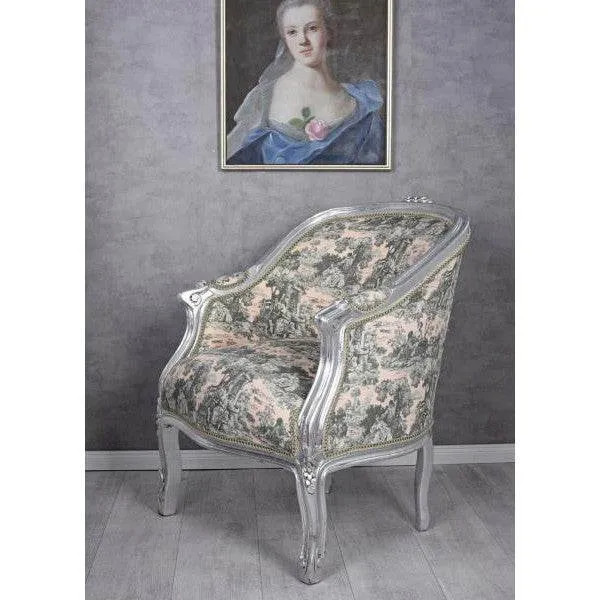 BERGERE EN CONFESSIONAL POLTRONA BAROCCA ARGENTO ROCOCO ROSA