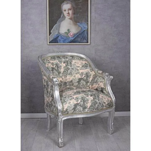 BERGERE EN CONFESSIONAL POLTRONA BAROCCA ARGENTO ROCOCO ROSA