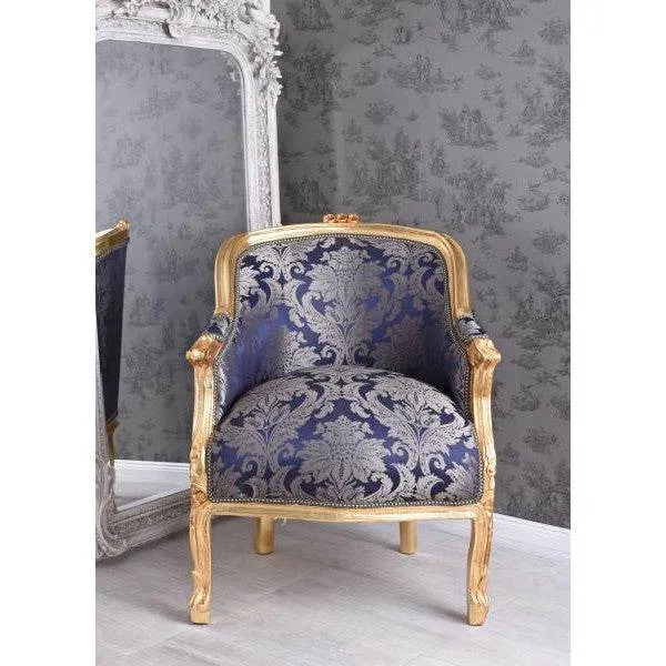 BERGERE EN CONFESSIONAL POLTRONA BAROCCA FIORI BLU