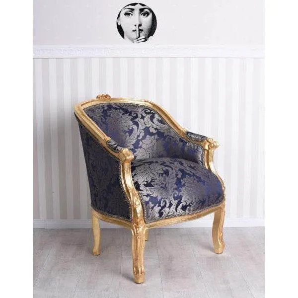 BERGERE EN CONFESSIONAL POLTRONA BAROCCA FIORI BLU